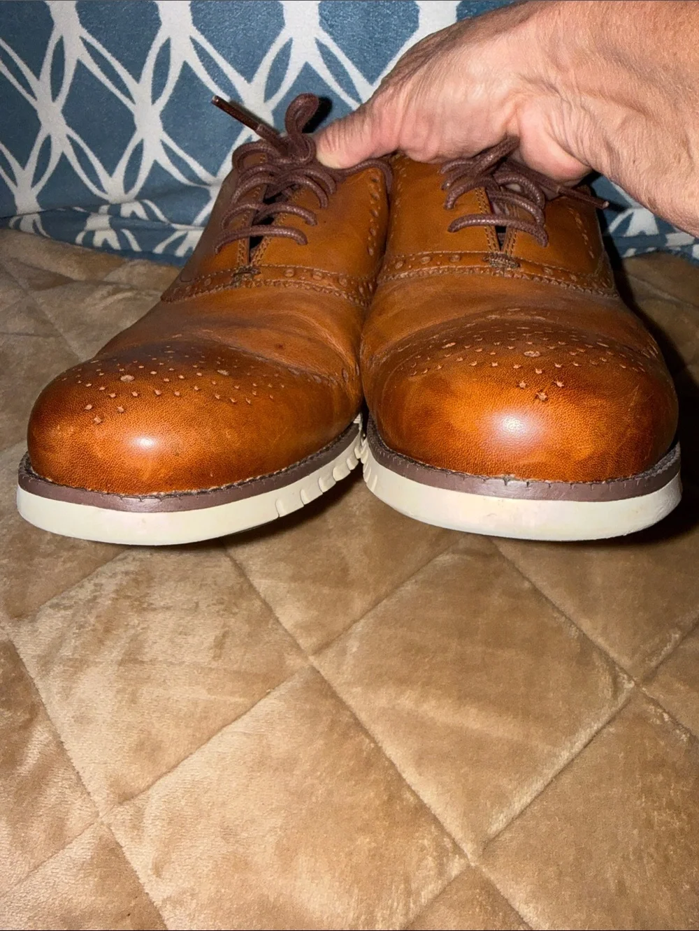 Cole Haan Zerogrand British Tan/Ivory Leather Remastered Wingtip Derby